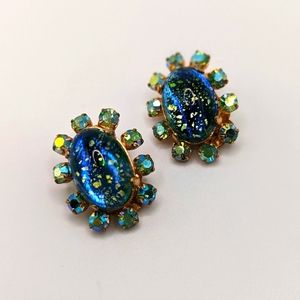 Vintage Fire Opal Clip On Earrings Beautiful Condition ✨